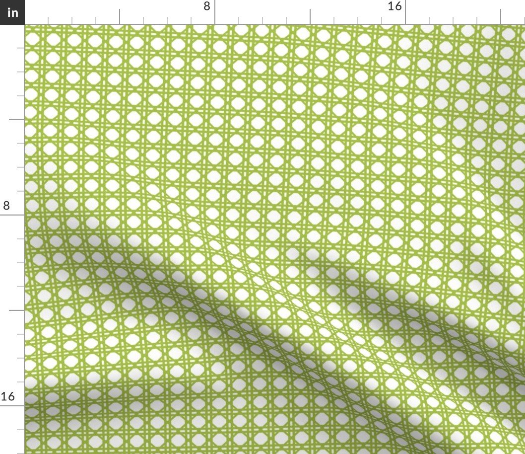 Fresh Green on White Rattan Caning Pattern Fabric Fresh Green on White Rattan Caning Pattern Fabric