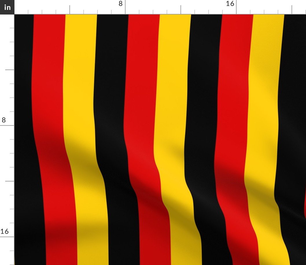 German Flag Colors Red, Gold and Black Large 2 Inch Vertical Stripes Fabric German Flag Colors Red, Gold and Black Large 2 Inch Vertical Stripes Fabric