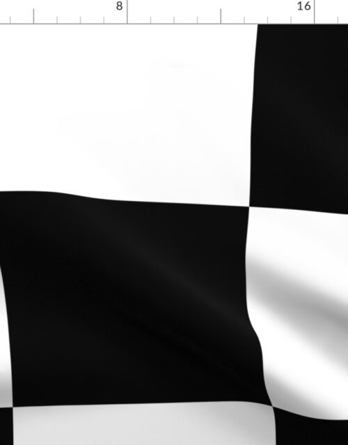 Gigantic Jumbo 10 inch Check - Black and White Checker Board Pattern Fabric
