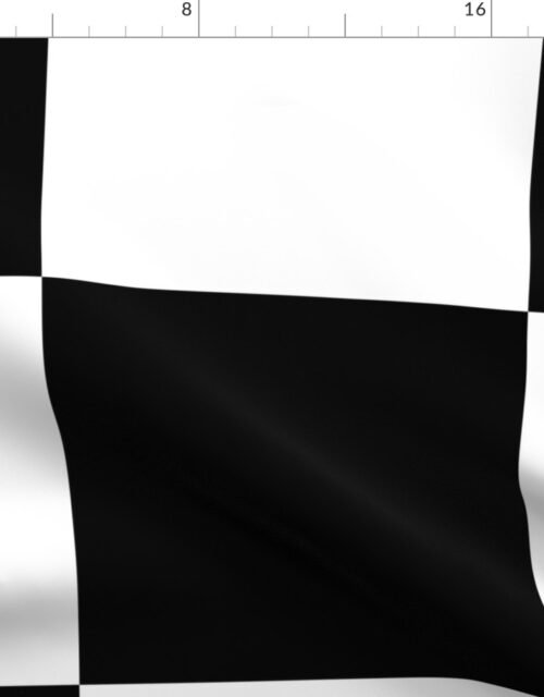 Gigantic Jumbo 12 inch Check - Black and White Checker Board Pattern Fabric