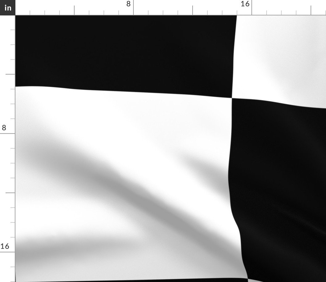 Gigantic Jumbo 14 inch Check - Black and White Checker Board Pattern Fabric