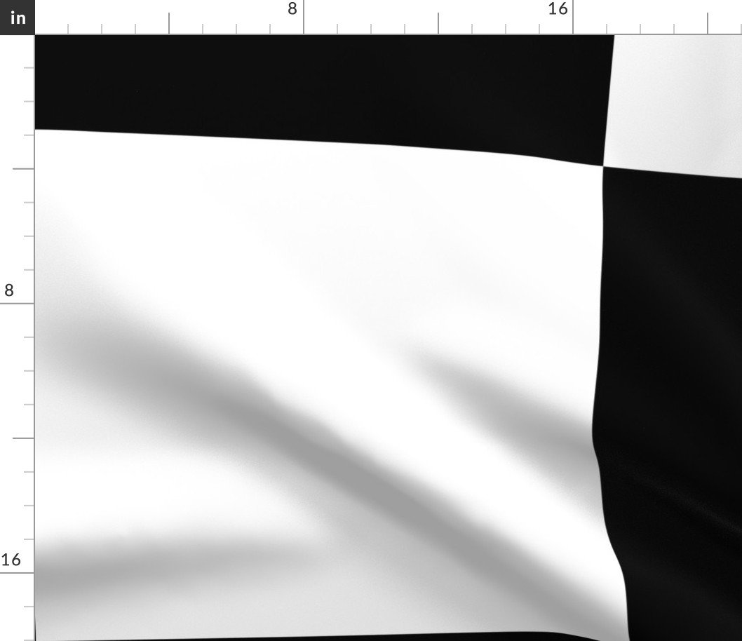 Gigantic Jumbo 16 inch Check - Black and White Checker Board Pattern Fabric