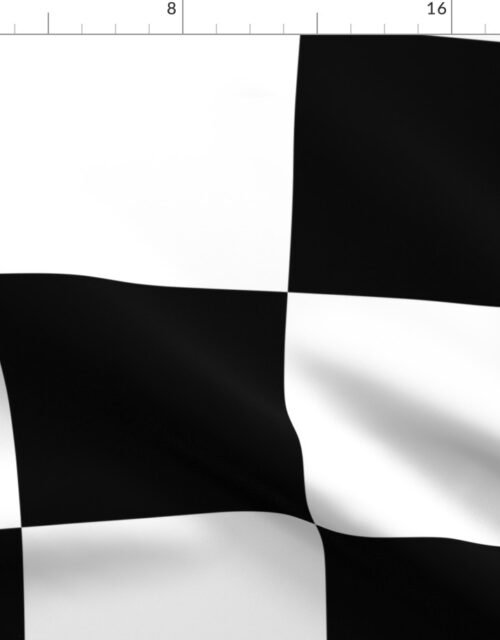Gigantic Jumbo 8 inch Check - Black and White Checker Board Pattern Fabric