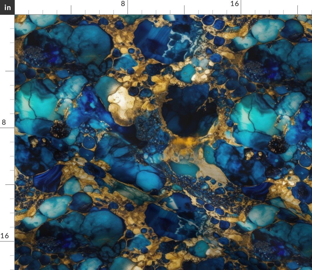 Gold and Blue Sapphire Alcohol Ink 3 Fabric Gold and Blue Sapphire Alcohol Ink 3 Fabric