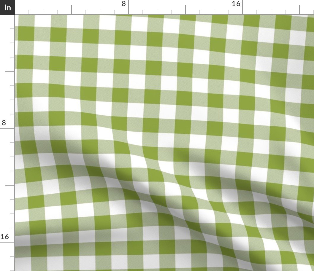 Grass Green and White One Inch Check French Provincial Spring Checkerboard Fabric