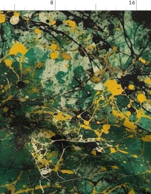 Green Drip Paint Splatter Technique Fabric