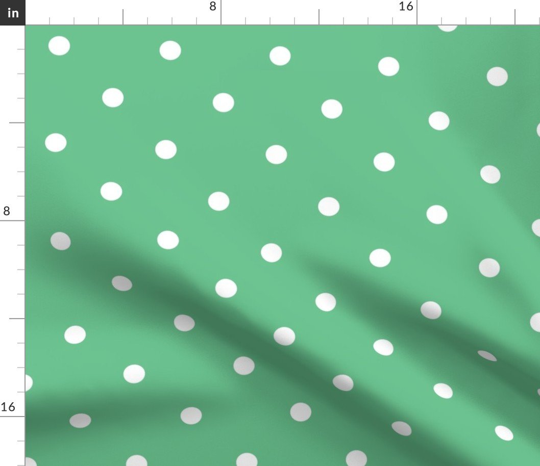 Green Polka Dot  Vintage Christmas Gingham Spots Fabric