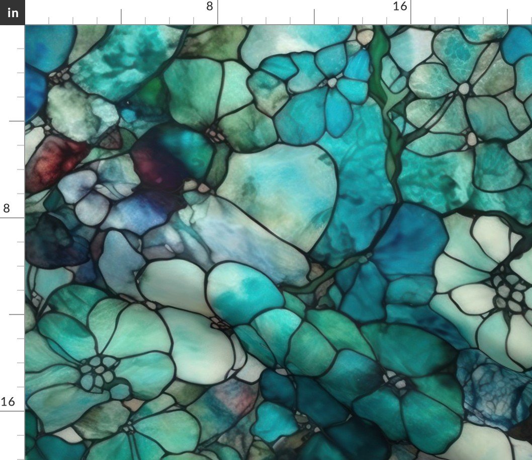 Green and Blue Seaglass 1 Fabric Green and Blue Seaglass 1 Fabric