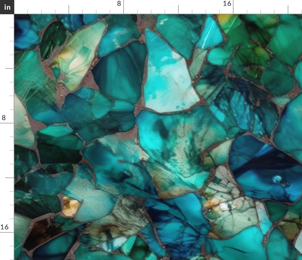 Green and Blue Seaglass 2 Fabric Green and Blue Seaglass 2 Fabric