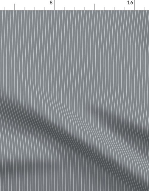 Grey Blue and White Quarter Inch French Provincial Winter Pin Stripes Fabric