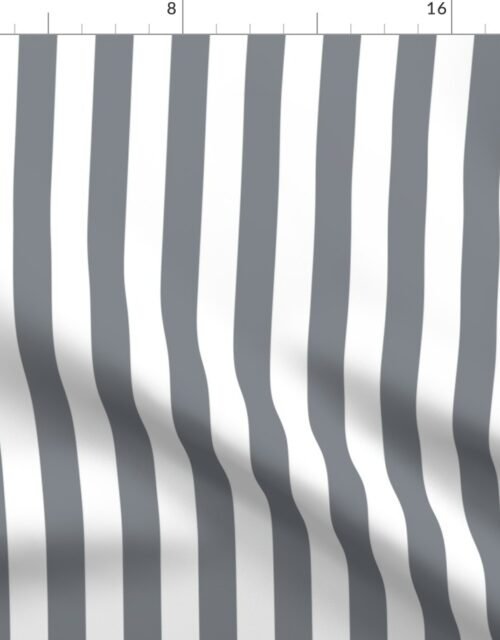 Grey Blue and White Vertical 1 inch French Provincial Stripe Fabric