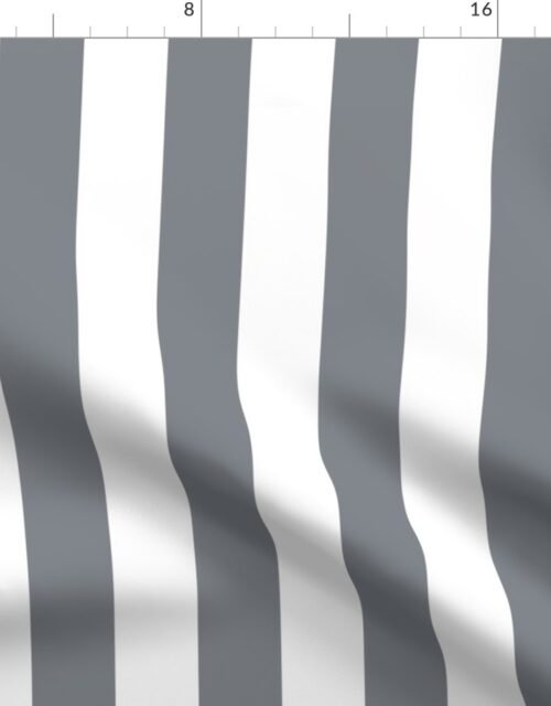 Grey Blue and White Vertical 2 inch French Provincial Cabana Stripe Fabric