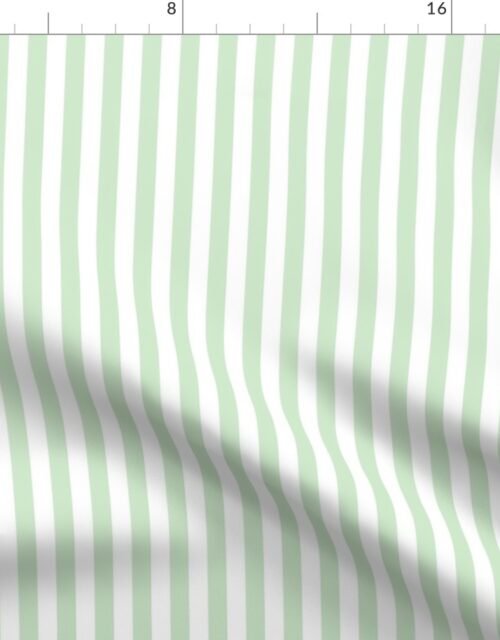 Half Inch 1/2" Picnic Stripes in Springtime Mint and White Fabric