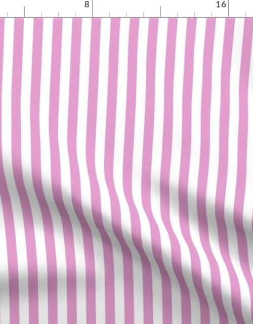 Half Inch 1/2" Picnic Stripes in Springtime Pink and White Fabric