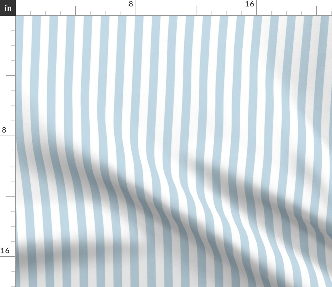 Half Inch 1/2" Picnic Stripes in Springtime Sky Blue and White Fabric