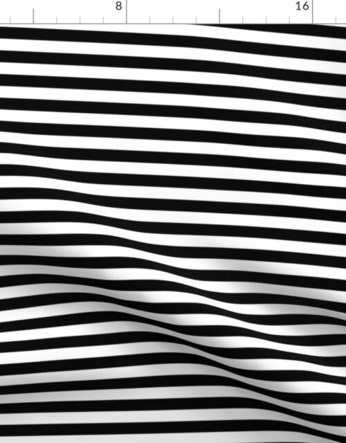 Halloween Holiday 1/2 inch Black Cat  and White Witch Stripes Fabric