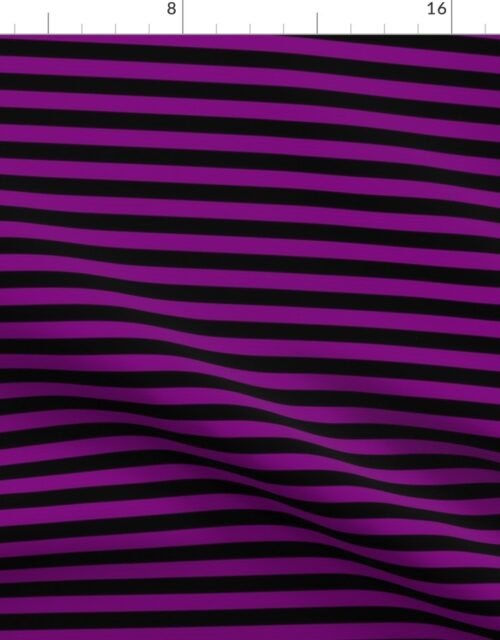 Halloween Holiday 1/2 inch Black and  Zombie Purple Witch Stripes Fabric