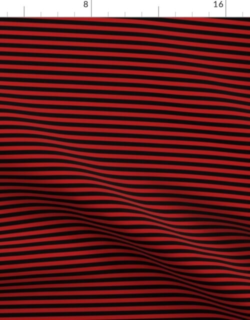 Halloween Holiday 1/4 inch Black and Blood Red Witch Stripes Fabric