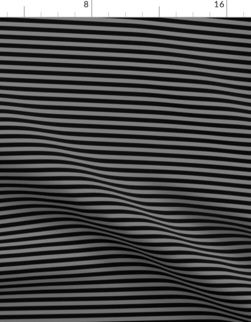 Halloween Holiday 1/4 inch Black and Tombstone Grey Witch Stripes Fabric