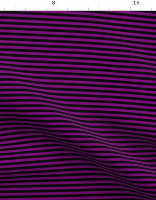 Halloween Holiday 1/4 inch Black and  Zombie Purple Witch Stripes Fabric