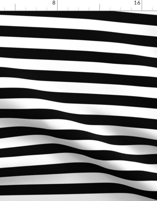 Halloween Holiday 1 inch Black Cat  and White Witch Stripes Fabric