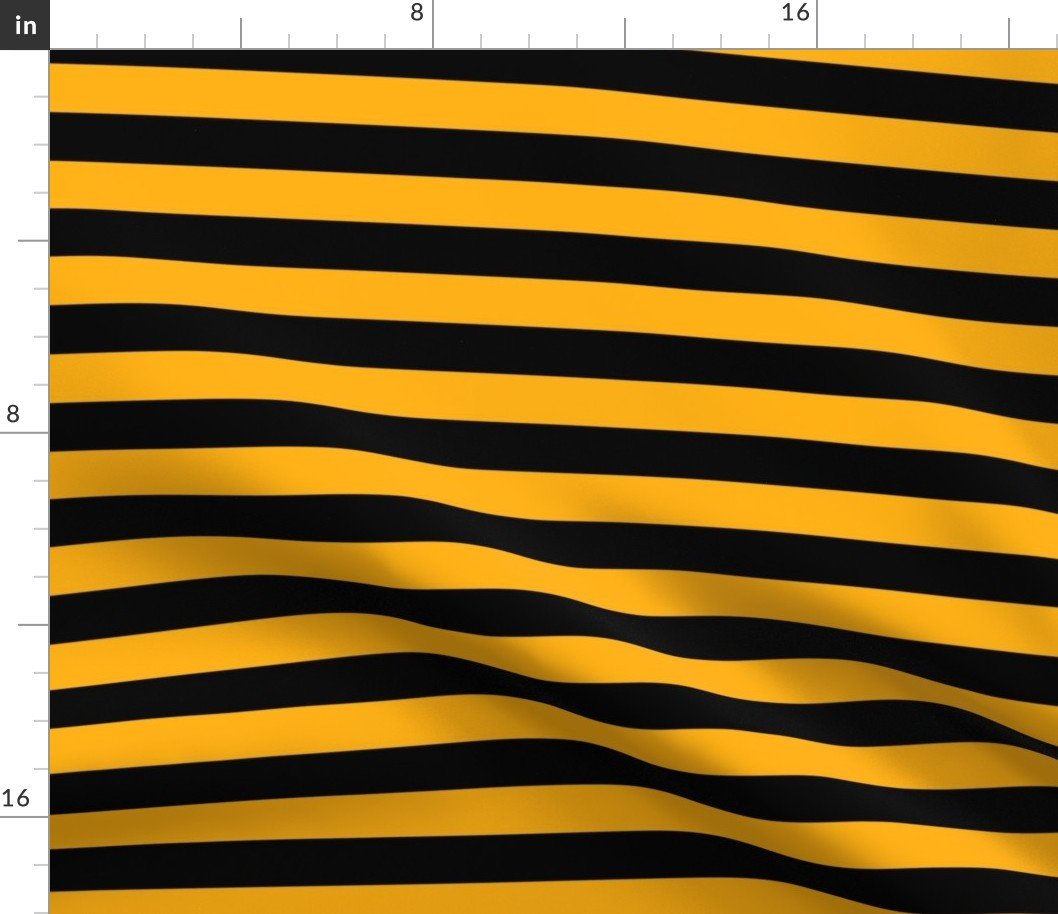 Halloween Holiday 1 inch Black and Pale Pumpkin Orange Witch Stripes Fabric