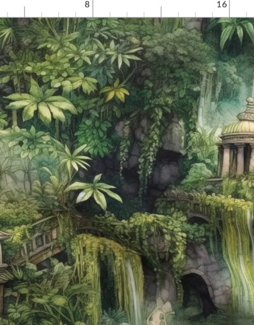 Hanging Gardens Of Babylon with Temples Fabric