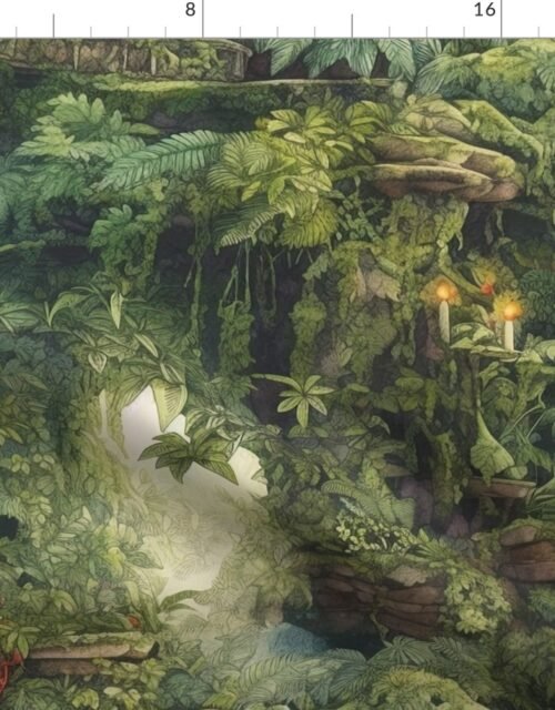 Hanging Gardens Of Babylon with Temples Fabric