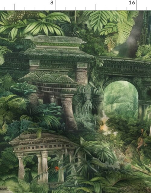Hanging Gardens Of Babylon with Temples Fabric
