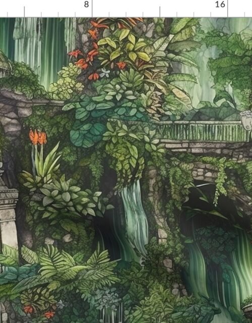 Hanging Gardens Of Babylon with Temples Fabric