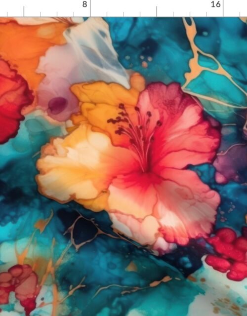 Hawaiian Alcohol Ink Fabric