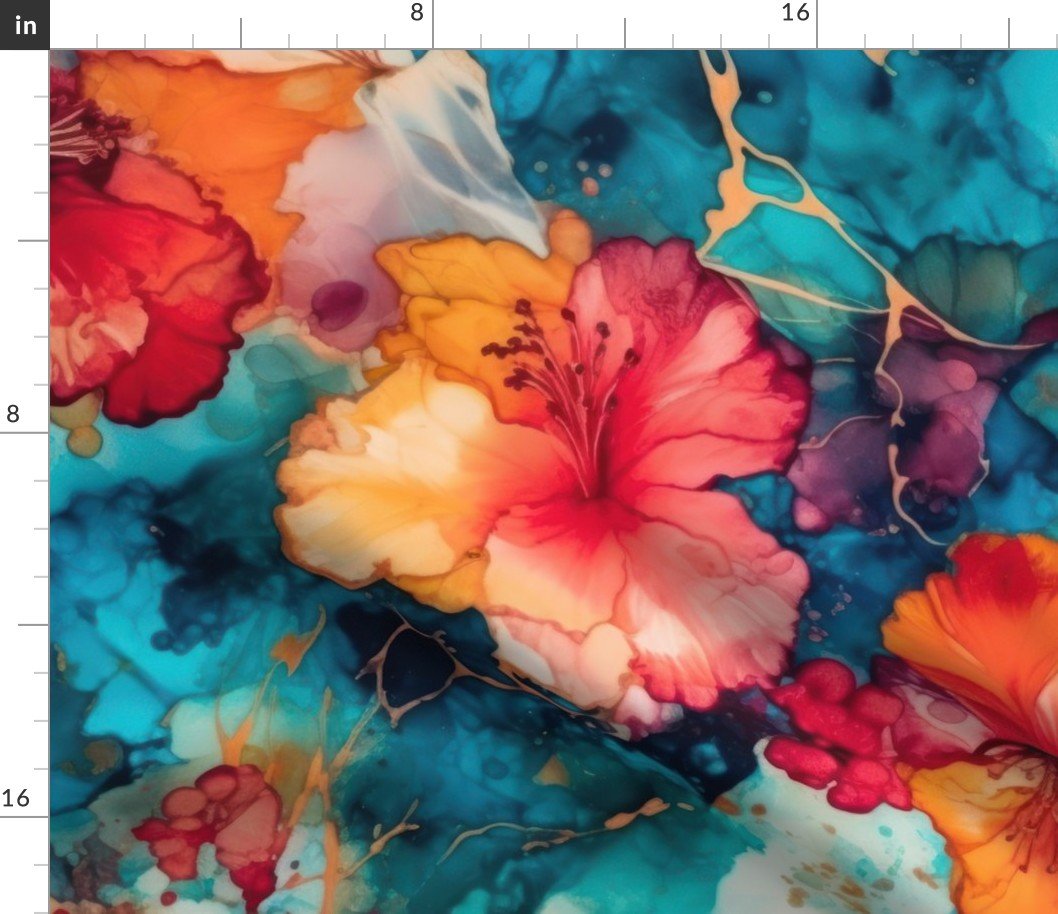 Hawaiian Alcohol Ink Fabric Hawaiian Alcohol Ink Fabric