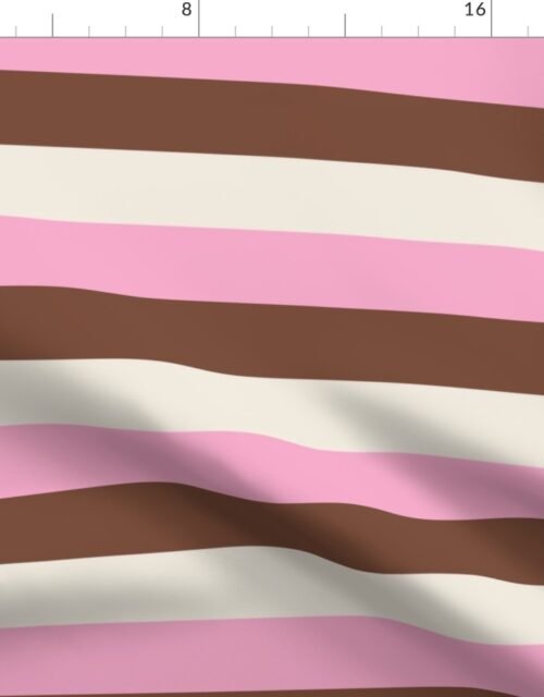 Horizontal Vanilla Chocolate Strawberry Ice Cream Stripes 2 inch Fabric