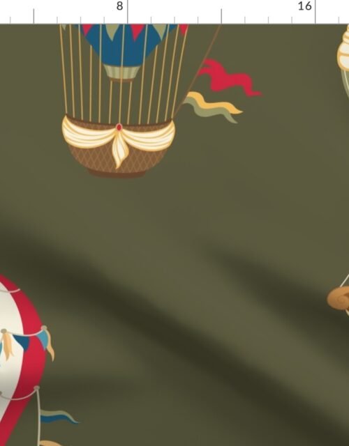 Huge Festooned Hot Air Balloons in Khaki Green Fabric
