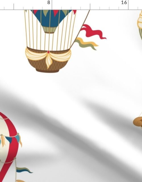 Huge Festooned Hot Air Balloons on White Fabric