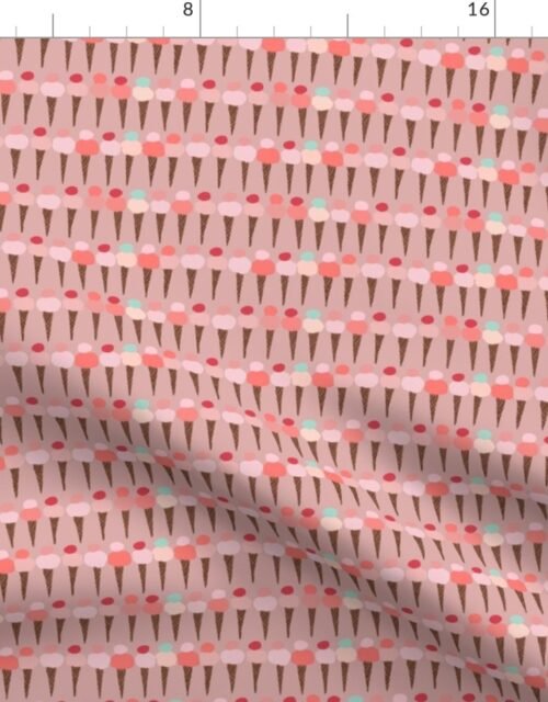 Ice Cream Hand-painted Double-Dip Waffle Cones on Pink Fabric