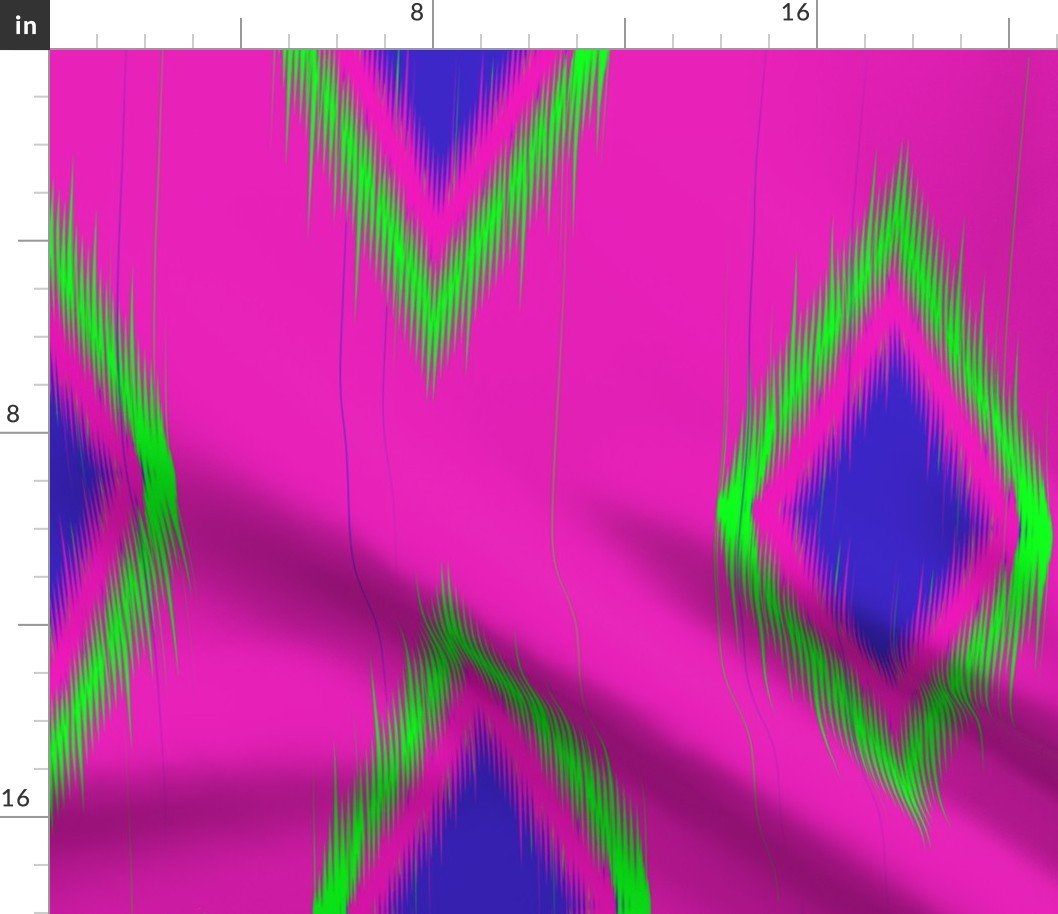 Ikat in Hot Pink, Lime Green and Bright Purple Geometric Shapes Fabric Ikat in Hot Pink, Lime Green and Bright Purple Geometric Shapes Fabric
