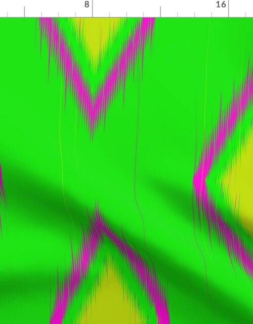 Ikat in Lime Green, Hot Pink, Bright Yellow Geometric Shapes Fabric