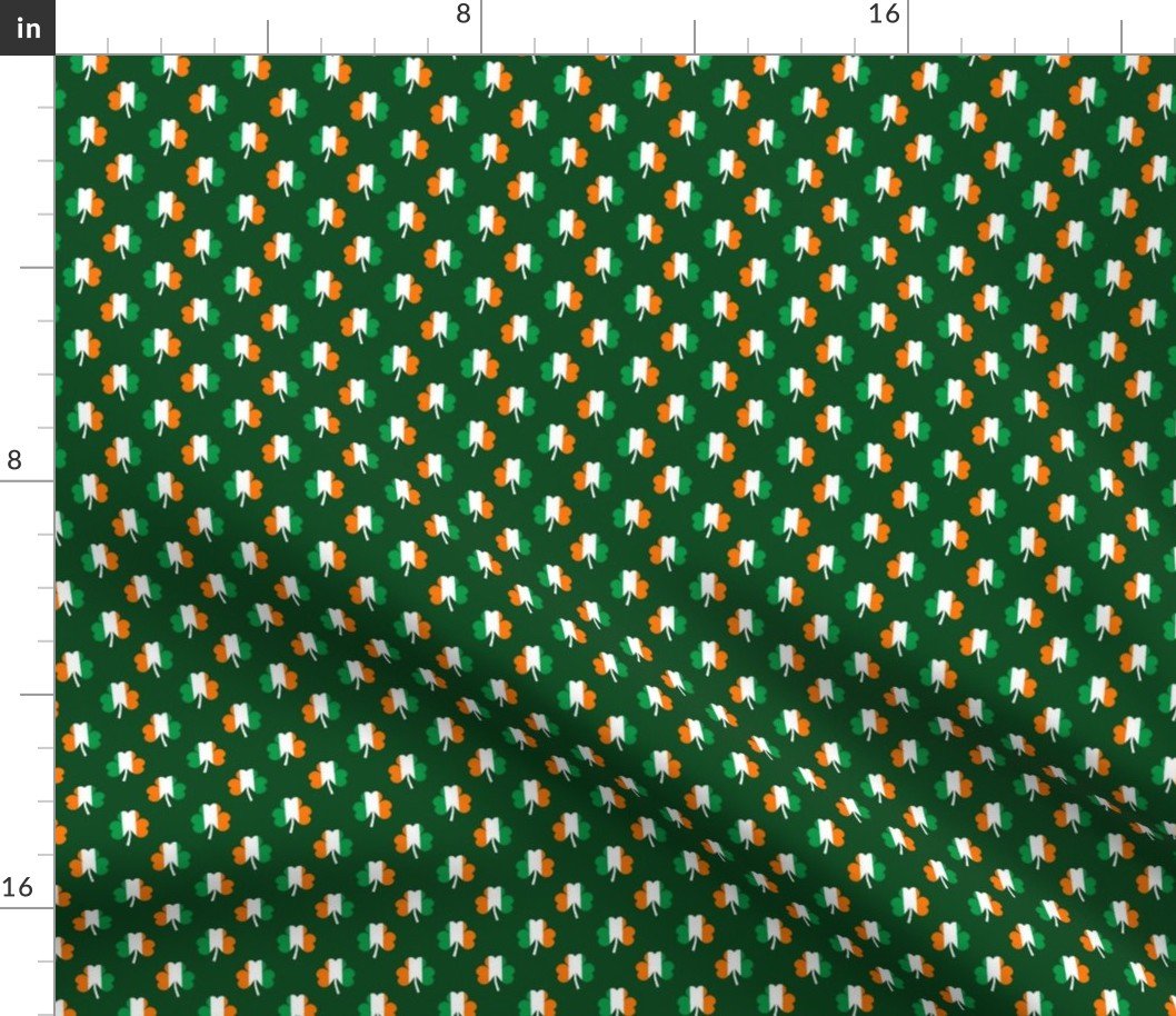 Irish Flag Green White Orange on Green St. Patricks Day Ireland Fabric