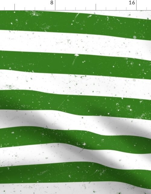 Irish Shamrock Green and White Splattered Paint Horizontal Cabana Tent Stripe Fabric