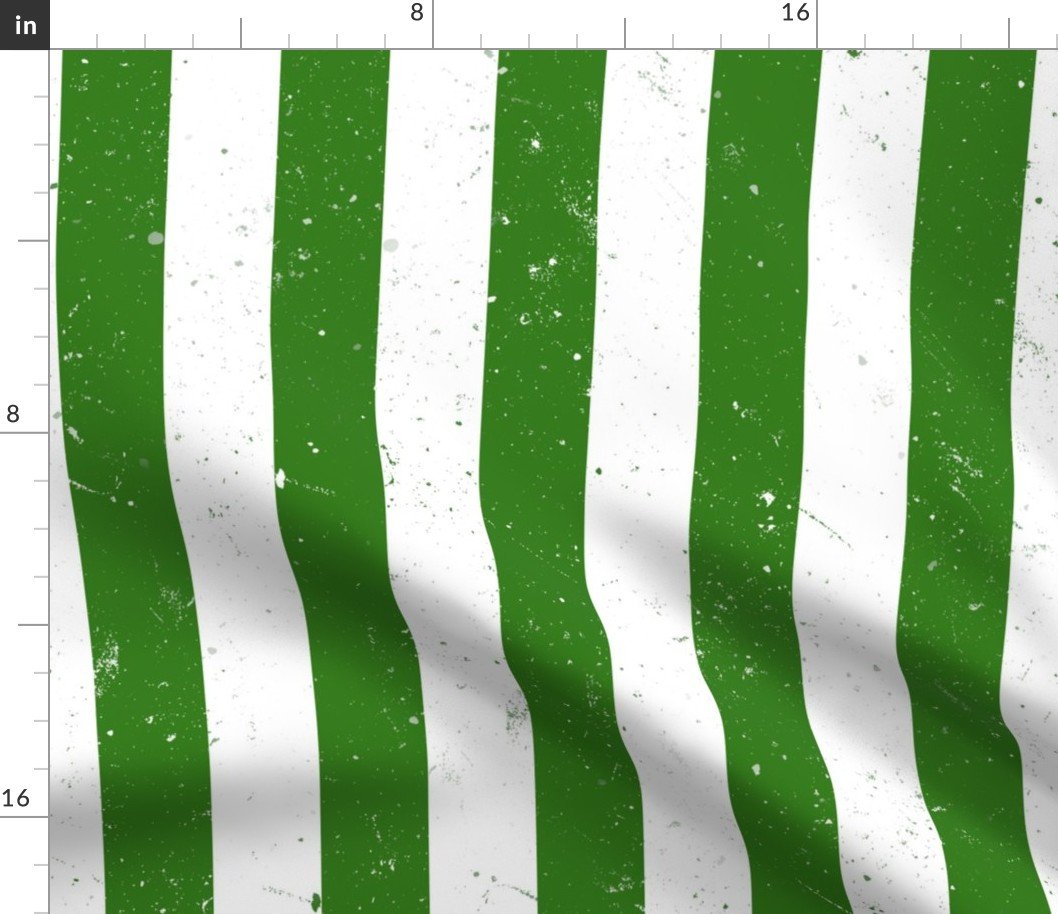 Irish Shamrock Green and White Splattered Paint Vertical Cabana Tent Stripe Fabric