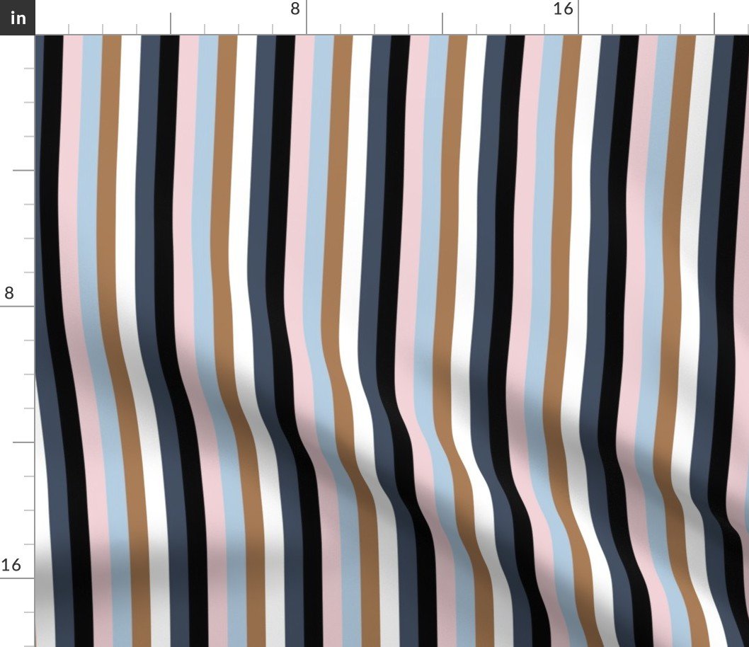 Jacobean Half Inch Cabana Stripes in Alternating Earth and Sky Colors Fabric Jacobean Half Inch Cabana Stripes in Alternating Earth and Sky Colors Fabric