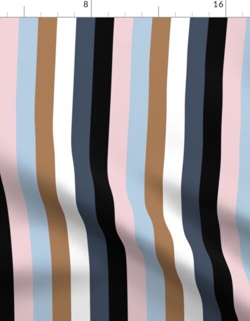 Jacobean One Inch Cabana Stripes in Alternating Earth and Sky Colors Fabric