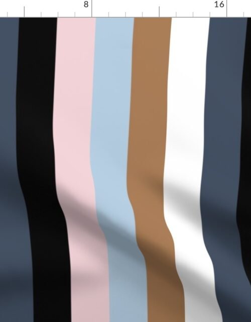Jacobean Two Inch Cabana Stripes in Alternating Earth and Sky Colors Fabric