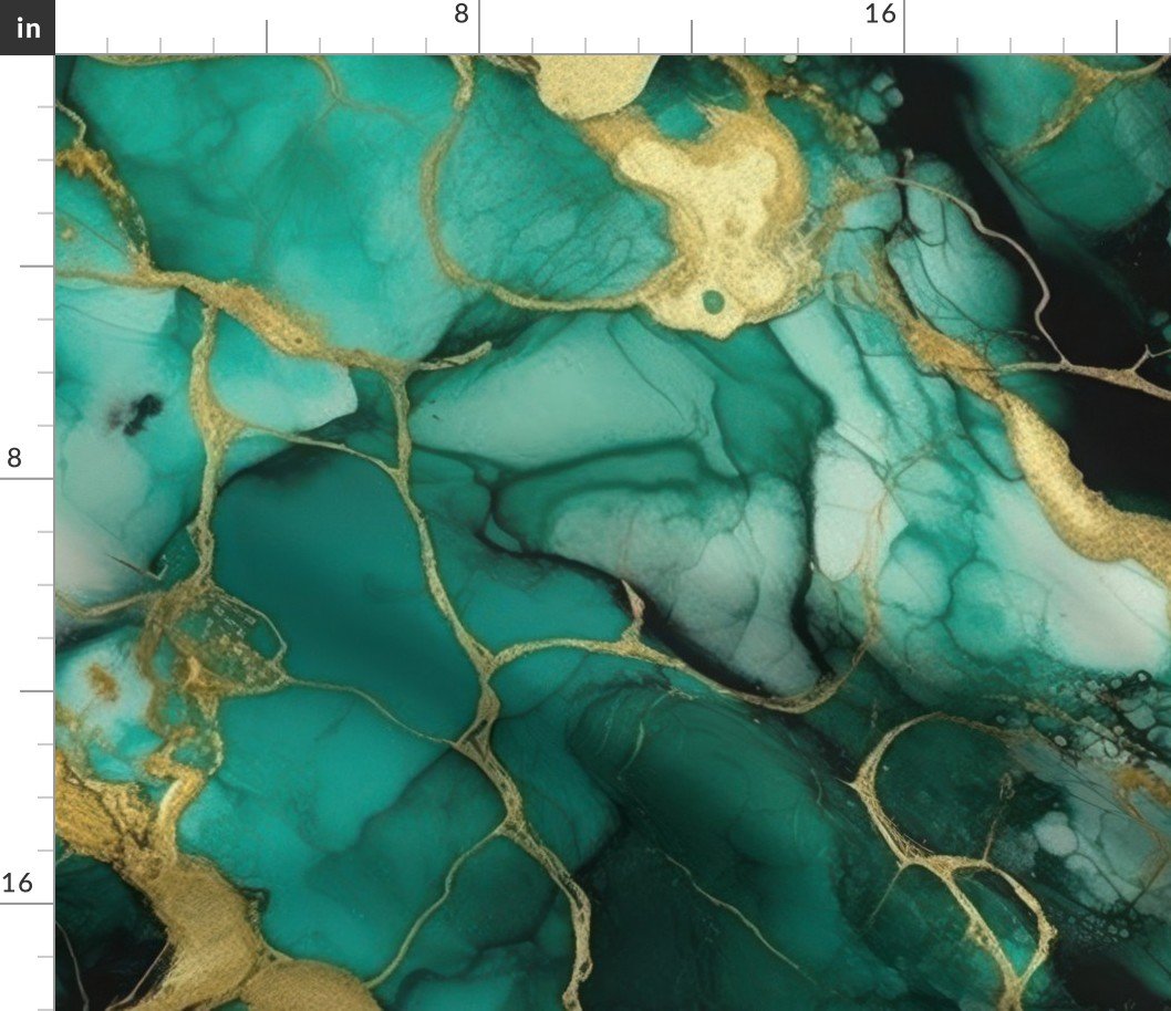 Jade and Gold Alcohol Ink 2 Fabric Jade and Gold Alcohol Ink 2 Fabric