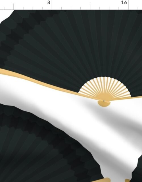 Jumbo Black Fans Splayed on  White Fabric
