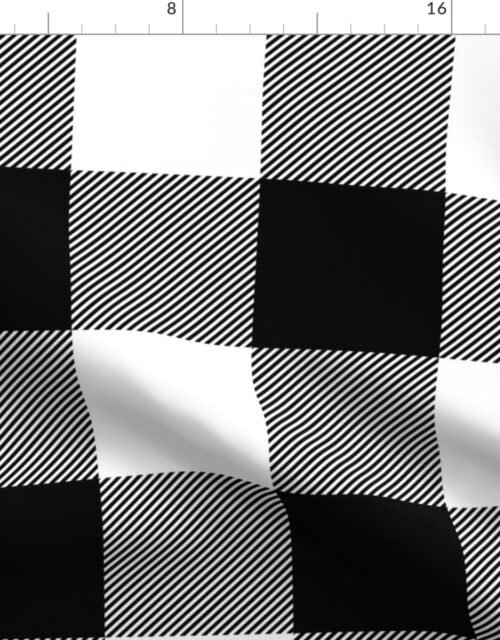 Jumbo Black and White Rustic Cowboy Cabin Buffalo Check Plaid 5 inch Fabric