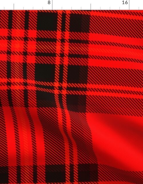 Jumbo Bright Red and Black Stewart Christmas Tartan Fabric