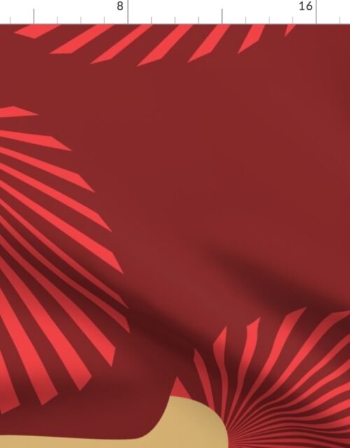 Jumbo Chinese Red Paddle Hand Fan on Chinese Red Fabric