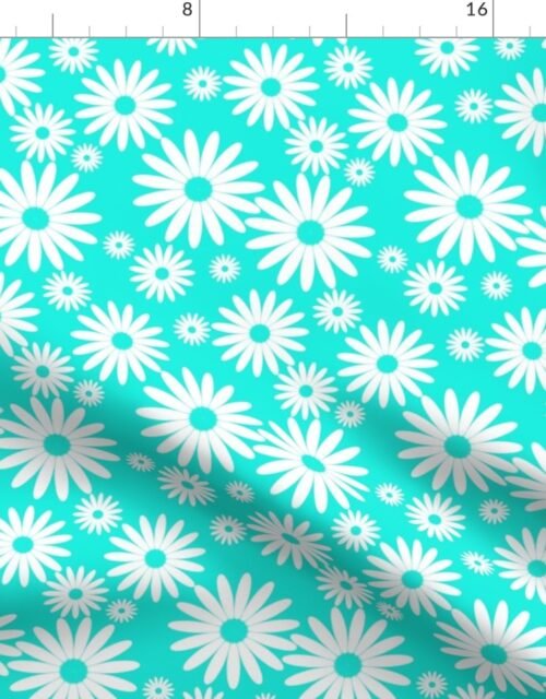 Jumbo Daisies in Aqua and White Fabric